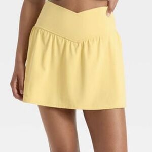 JoyLab Light Yellow Skater Skort with Crossover Waistband